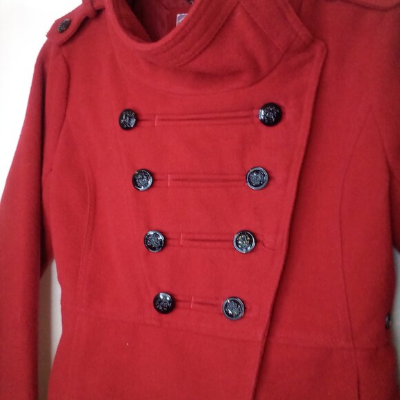 O'neill Coat women S Button Front Wool Blend Red - Picture 5 of 16